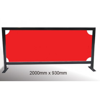 2m x 0.93m - Black Square Tube Cafe Wind Barrier with Plain PVC Panel